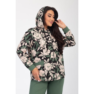 Костюм двойка женский "Дорис" ФК-17 футер с лайкрой (р-ры: 48-60) олива