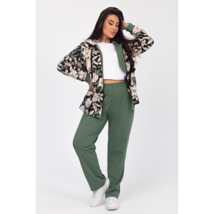 Костюм двойка женский "Дорис" ФК-17 футер с лайкрой (р-ры: 48-60) олива