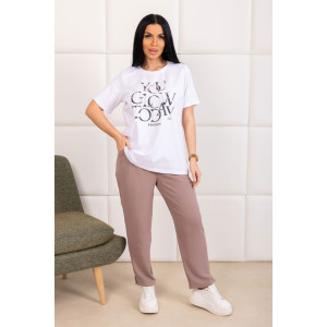 Костюм двойка женский 2165/2 жатка-кулирка (р-ры: 48-62) какао-бежевый