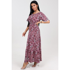 Платье женское "Белла" ПлК-402 кулирка (р-ры: 46-56) веточ. на пудре