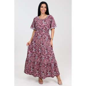 Платье женское "Белла" ПлК-402 кулирка (р-ры: 46-56) веточ. на пудре