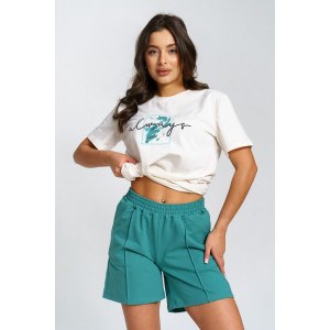 Костюм двойка женский "Агнес" кулирка-футер (р-ры: 46-56) шалфей