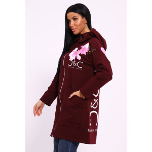 Туника женская №059425 М-4 футер 2-х нитка (р-ры: 50-64) бордовый