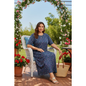 Платье женское №830 кулирка (р-ры: 62-76) синий