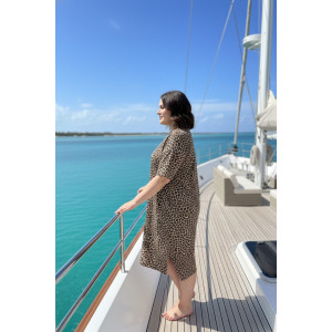 Платье женское №830 кулирка (р-ры: 62-76) леопард коричневый