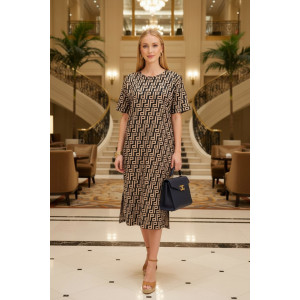 Платье женское №830 кулирка (р-ры: 62-76) синяя абстракция