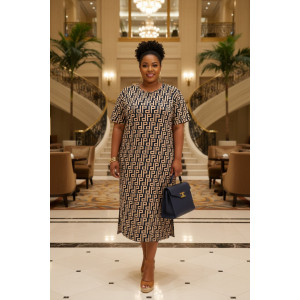 Платье женское №830 кулирка (р-ры: 62-76) синяя абстракция