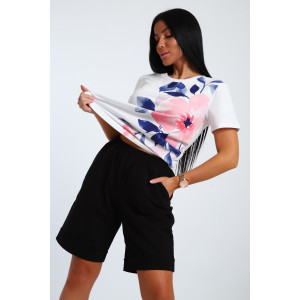 Костюм двойка женский №059415 М-10 кулирка-футер (р-ры: 44-46) черный