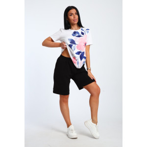 Костюм двойка женский №059415 М-10 кулирка-футер (р-ры: 44-46) черный