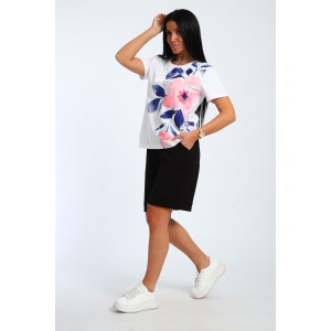 Костюм двойка женский №059415 М-10 кулирка-футер (р-ры: 44-46) черный