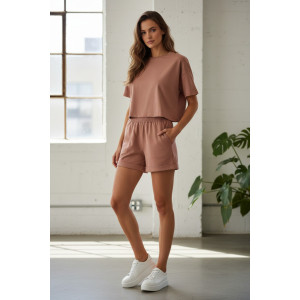 Костюм двойка женский №1098 футер 2-х нитка (р-ры: 44-58) коричневый