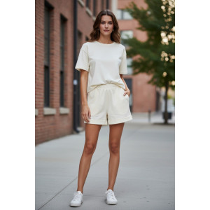 Костюм двойка женский №1098 футер 2-х нитка (р-ры: 44-58) молочный