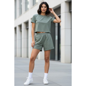 Костюм двойка женский №1098 футер 2-х нитка (р-ры: 44-58) хаки