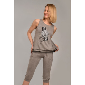 Костюм двойка женский "Время" вискоза (р-ры: 42-52) серый