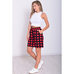 Шорты женские 8067т кулирка (р-ры: 46-54) красная клетка