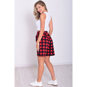 Шорты женские 8067т кулирка (р-ры: 46-54) красная клетка