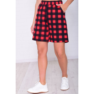 Шорты женские 8067т кулирка (р-ры: 46-54) красная клетка