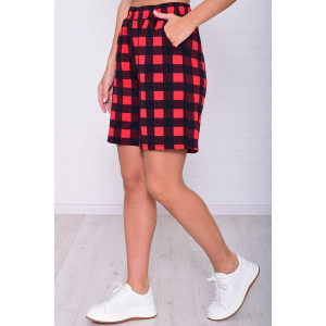 Шорты женские 8067т кулирка (р-ры: 46-54) красная клетка