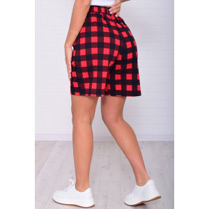 Шорты женские 8067т кулирка (р-ры: 46-54) красная клетка