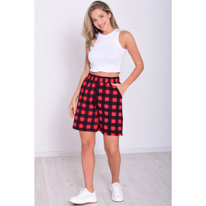 Шорты женские 8067т кулирка (р-ры: 46-54) красная клетка