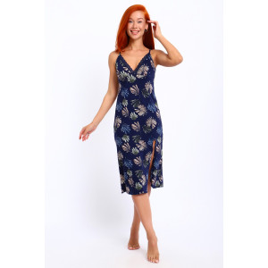 Сорочка женская "Габриэль-2" вискоза (р-ры: 42-64) листья темно-синий