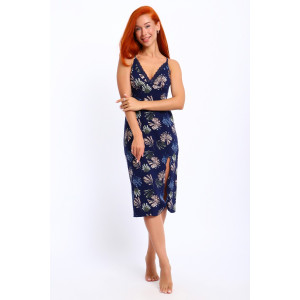 Сорочка женская "Габриэль-2" вискоза (р-ры: 42-64) листья темно-синий