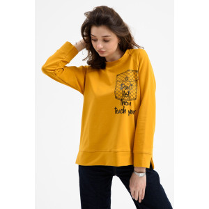 Свитшот женский С-0032 футер 2-х нитка с лайкрой (последний размер) горчичный 50,52