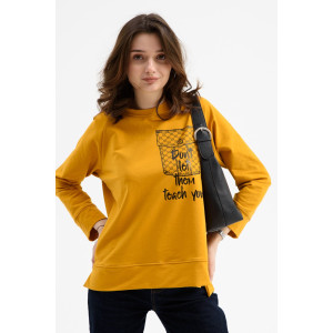 Свитшот женский С-0032 футер 2-х нитка с лайкрой (последний размер) горчичный 50,52