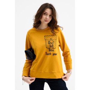 Свитшот женский С-0032 футер 2-х нитка с лайкрой (последний размер) горчичный 50,52