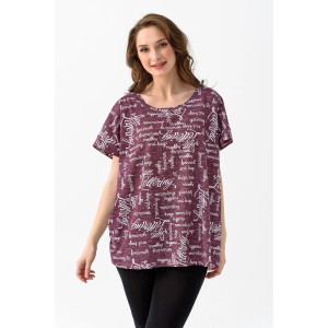 Футболка женская "Дача" 413-К трикотаж (последний размер) белые цветы зелено-белая полоса 56