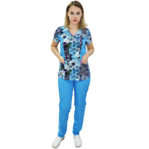 Костюм двойка медицинский женский "Малибу" тиси (последний размер) бирюза-париж 46