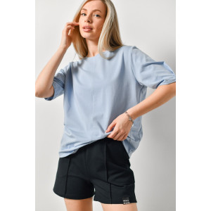 Футболка женская "Гретта-2" кулирка с лайкрой (последний размер) светло-голубой 50,54