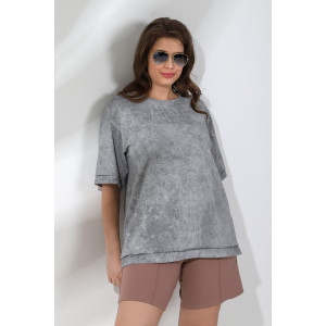 Футболка женская "Отпуск-5" кулирка (последний размер) серый 52,58