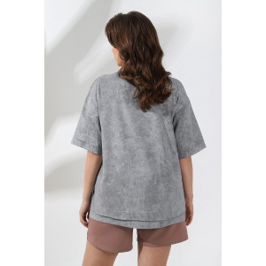 Футболка женская "Отпуск-5" кулирка (последний размер) серый 52,58