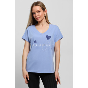 Футболка женская "Чиа-3" кулирка (последний размер) голубой 48