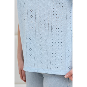 Блузка женская "Дис" фактурный трикотаж (последний размер) голубой 48