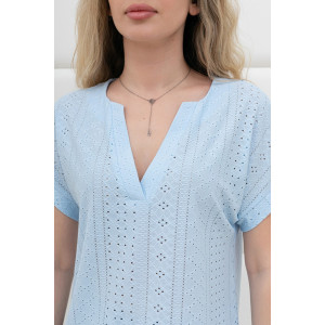 Блузка женская "Дис" фактурный трикотаж (последний размер) голубой 48
