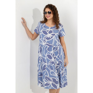 Платье женское "Упоение-1" штапель (последний размер) синий 54