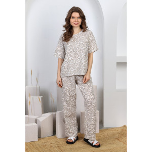 Костюм двойка женский "Маргоша-1" муслин (последний размер) леопард 46,48