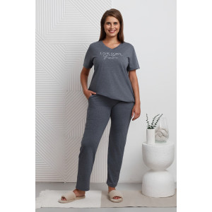 Костюм двойка женский "Мальта" кулирка меланж (последний размер) индиго 52,56