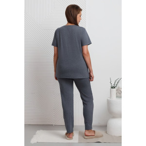 Костюм двойка женский "Мальта" кулирка меланж (последний размер) индиго 52,56