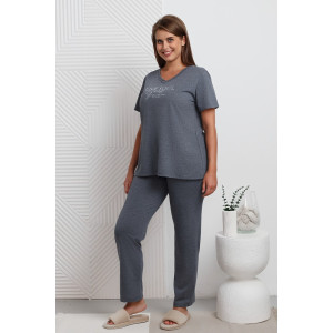 Костюм двойка женский "Мальта" кулирка меланж (последний размер) индиго 52,56