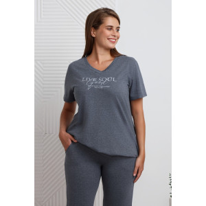 Костюм двойка женский "Мальта" кулирка меланж (последний размер) индиго 52,56