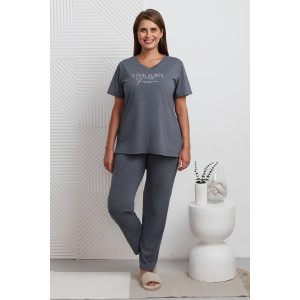 Костюм двойка женский "Мальта" кулирка меланж (последний размер) индиго 52,56