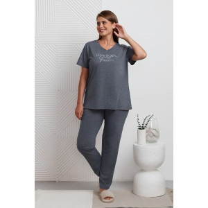 Костюм двойка женский "Мальта" кулирка меланж (последний размер) индиго 52,56