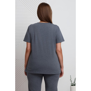 Костюм двойка женский "Мальта" кулирка меланж (последний размер) индиго 52,56