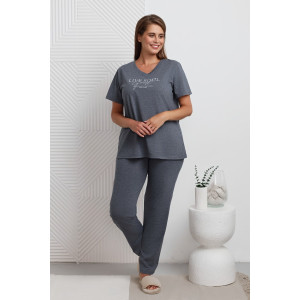 Костюм двойка женский "Мальта" кулирка меланж (последний размер) индиго 52,56