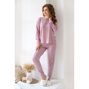 Костюм двойка женский "Снежок" кашемир софт (последний размер) сухая роза 52