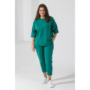 Костюм двойка женский "Рейв-4У" футер 2-х нитка с лайкрой (последний размер) зелёный 50