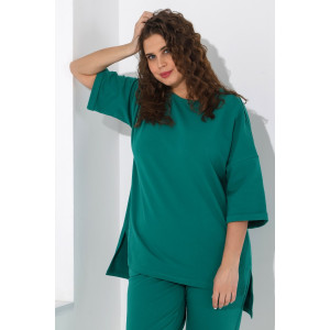 Костюм двойка женский "Рейв-4У" футер 2-х нитка с лайкрой (последний размер) зелёный 50